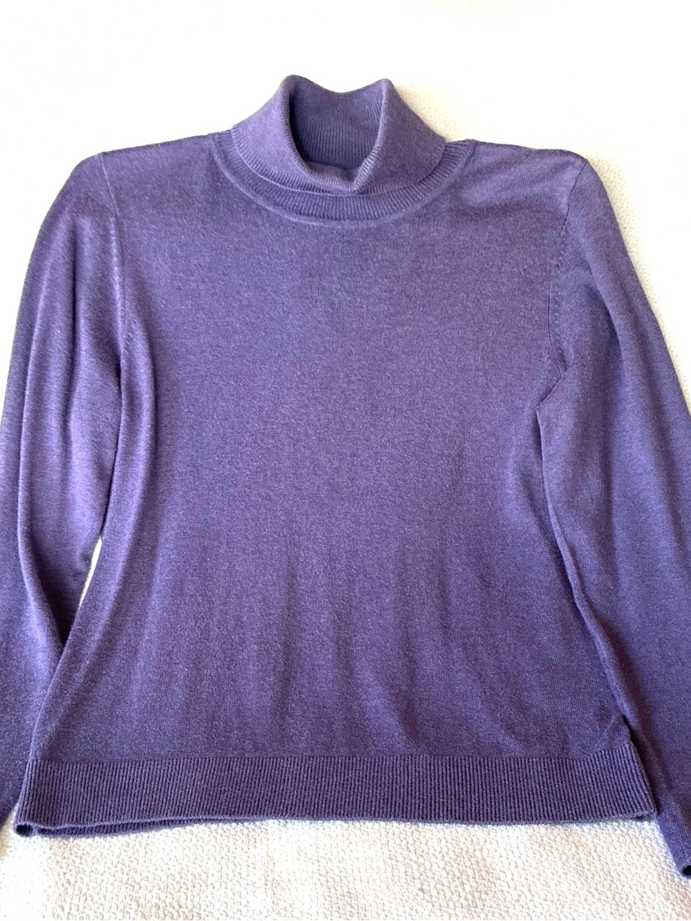 August Silk Women’s M Purple Turtleneck Sweater Silk Cotton Cashmere Blend